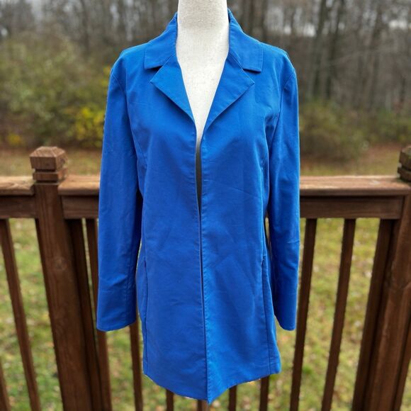 Misook Jackets & Blazers - Misook Women's Longline Blazer Jacket Cotton Stretch Blue Size XS